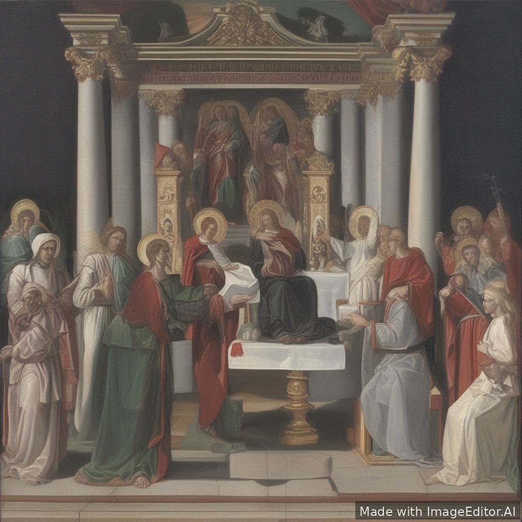 Danielin näyt vanhasta testamentista. Patsas, neljä petoa ja leijonat