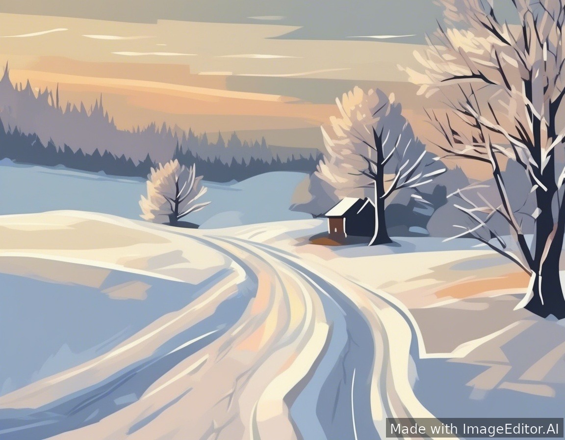 winter scenery, countryside abstract peaceful 
