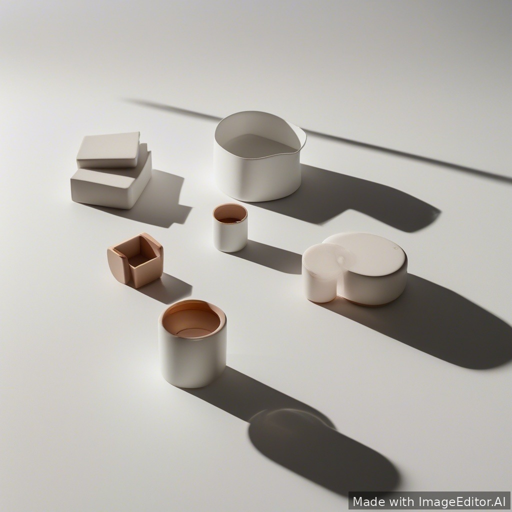 Minimal product photo on white background, soft shadows