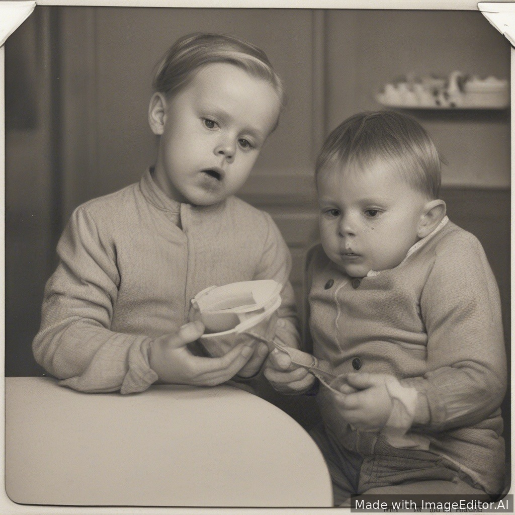 kan du lage et bilde som har en jente som har et stort fjes og holder mange pomfrit foran seg