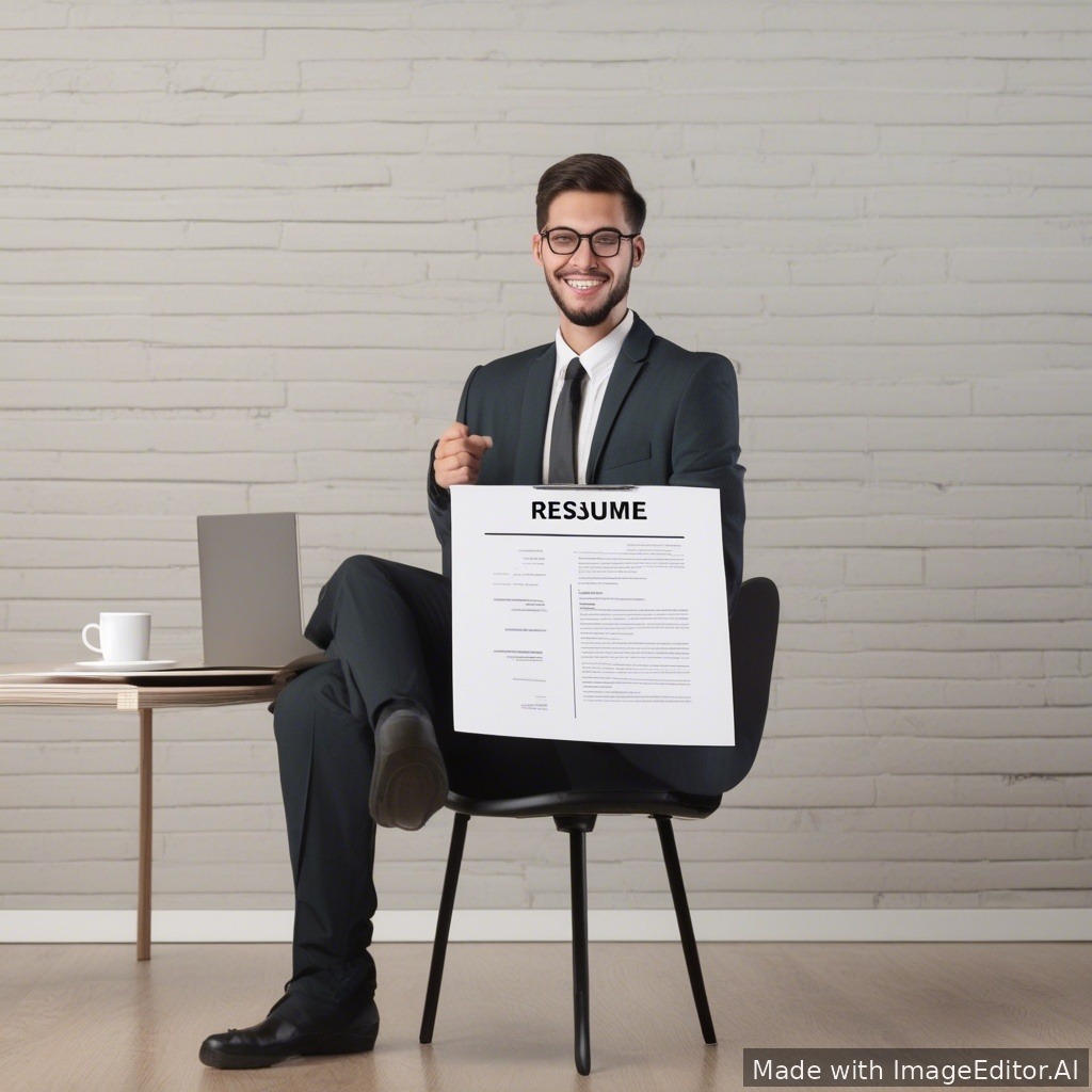 A job applicant presenting a resume.
