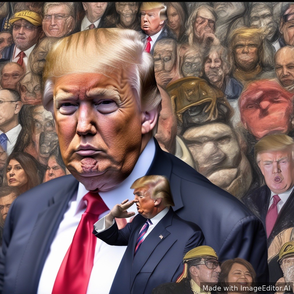 buatkan saya gambar Donald Trump berbadan buaya