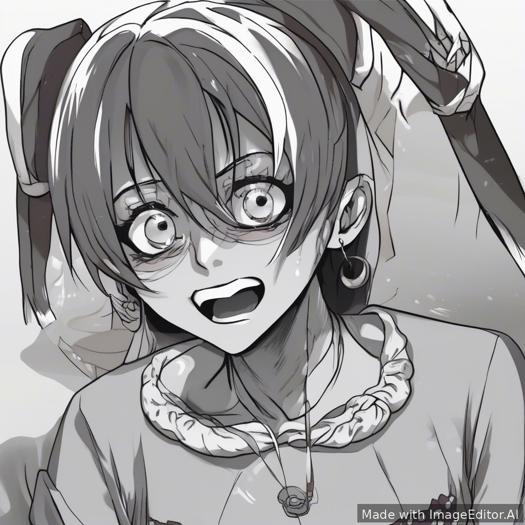 ahegao face dengan mata juling sambil menjulurkan lidah 