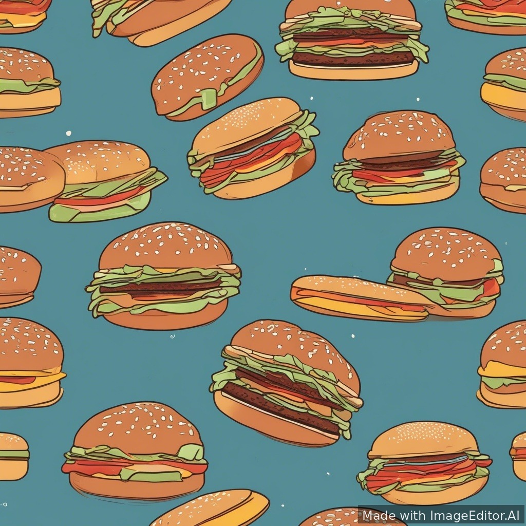 een kaaimen die een hamburger eet