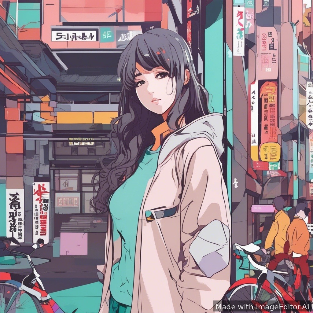 알몸의 여자, anime style, clean lines, vibrant colors