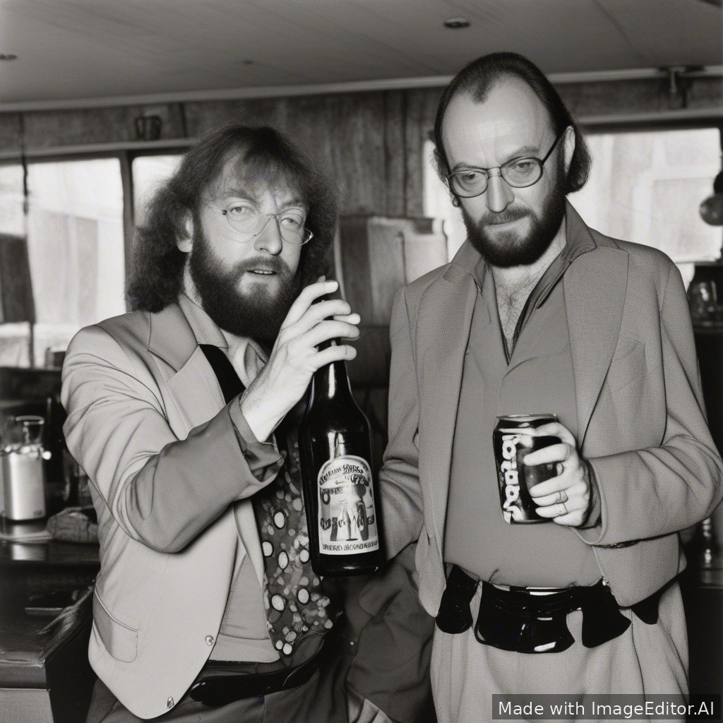 Robert Fripp and Ian Anderson having a beer together