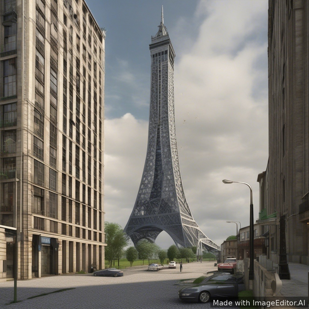 Crwate an image of mine infront of effile tower
, photorealistic, high detail