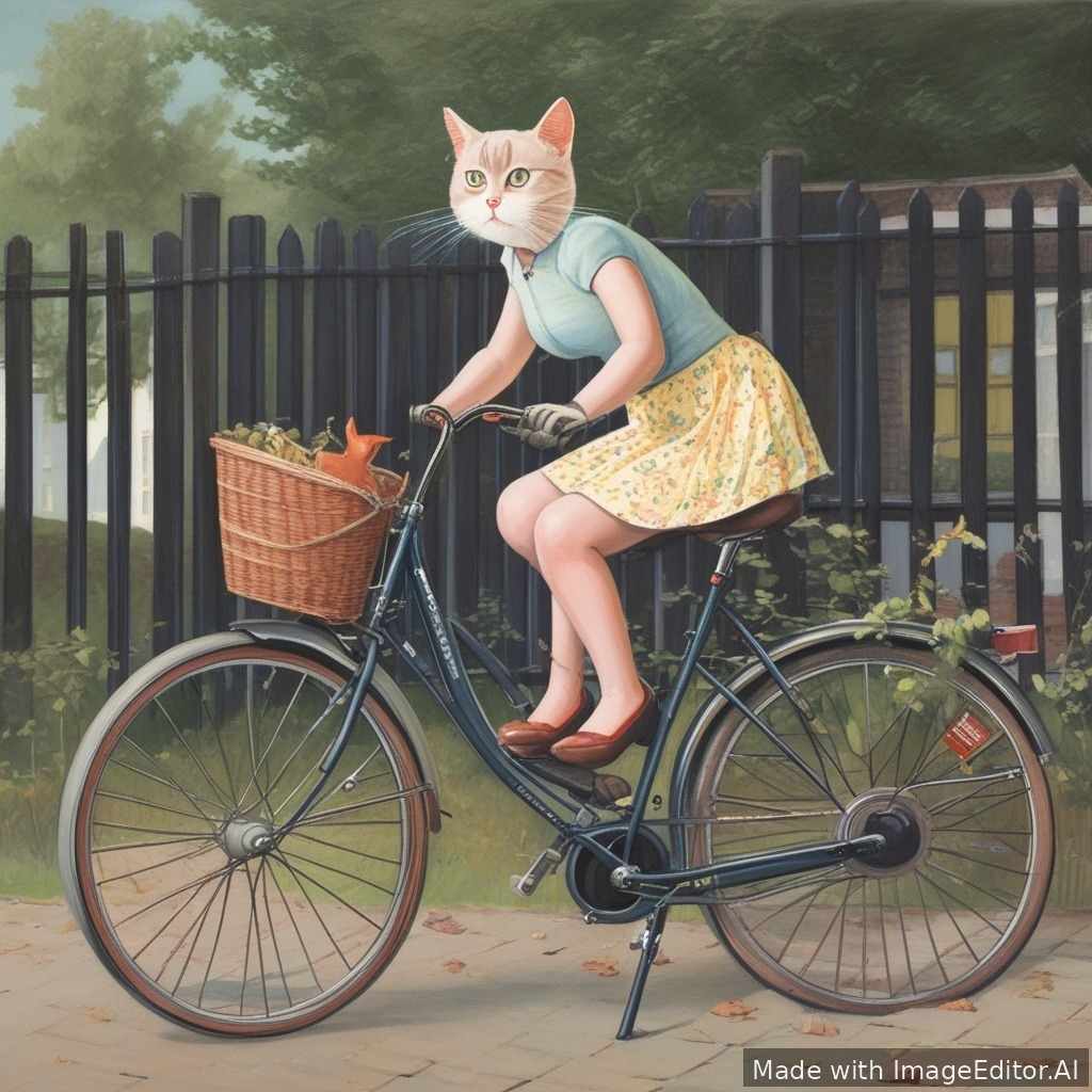 Kitty Doomernik op een fiets
