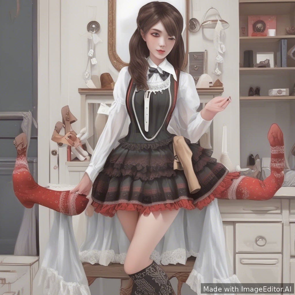 add stockings on the legs