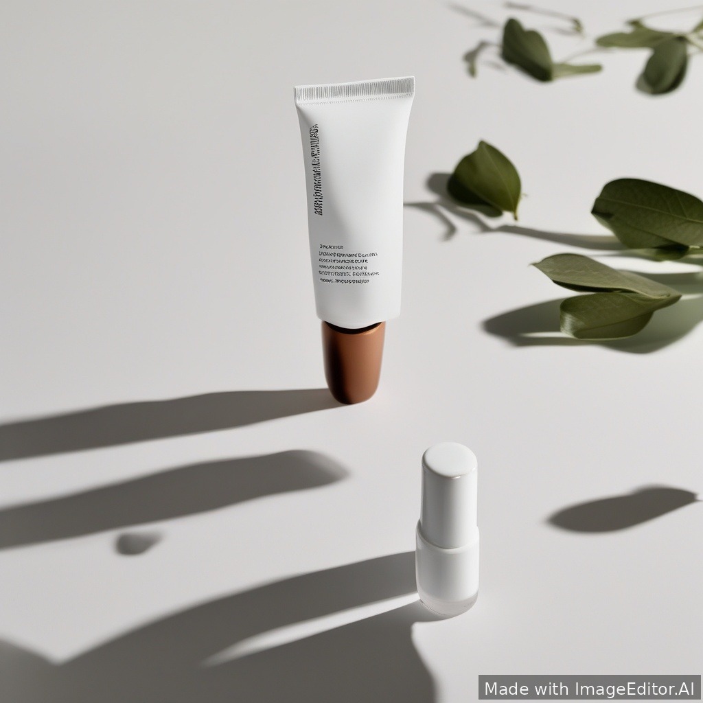 Minimal product photo on white background, soft shadows