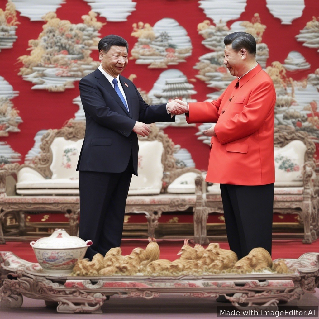 duivel in schaapskleding met het gezicht van Xi Jinping
