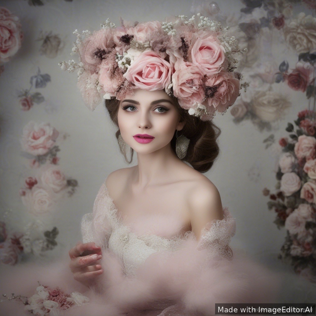 Создай фоторобот женщина с сердцевидной формой лица. Аккуратный курносый носик, пухлые округлые губы, верхняя губа больше нижней.  Глубоко посаженные большие и вытянутые глаза с прищуром. Волосы светлые, аккуратно уложенные. 