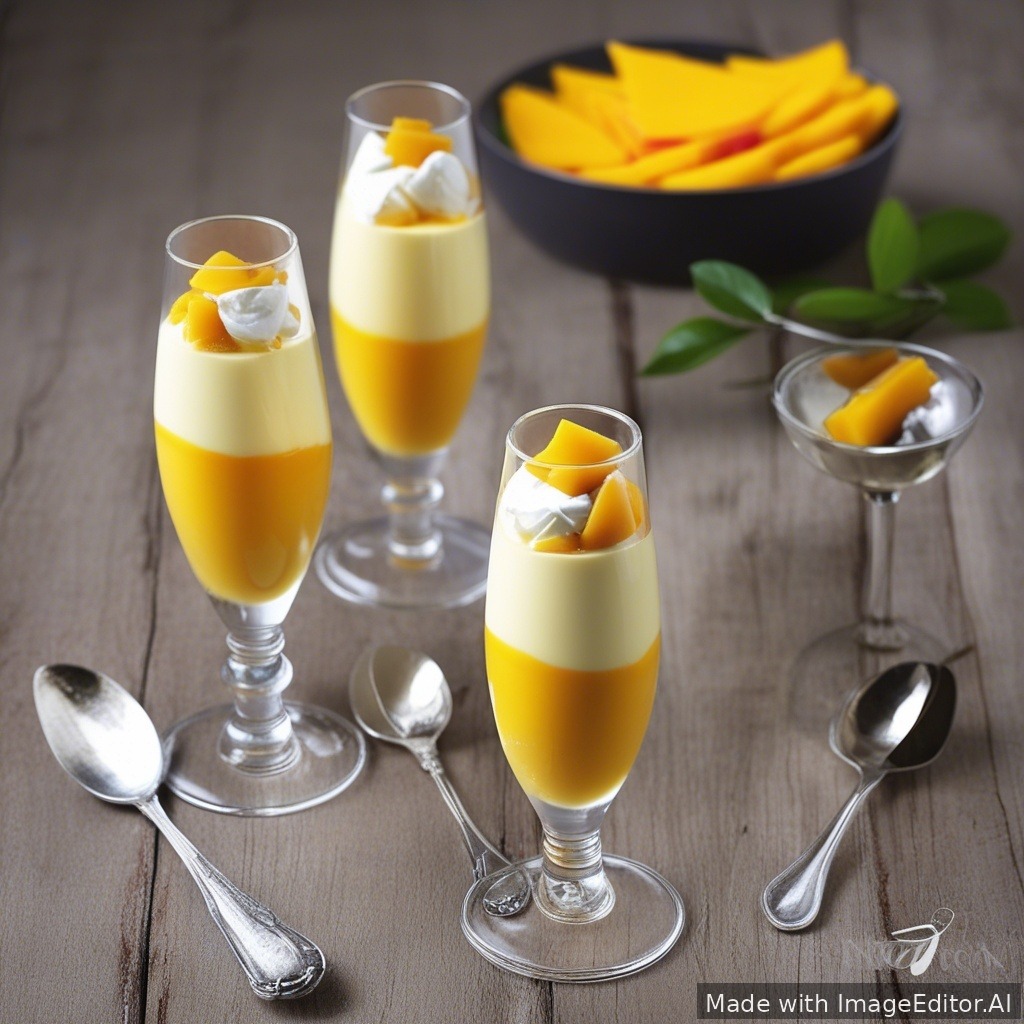 Mango-pannacotta jalallisessa lasissa