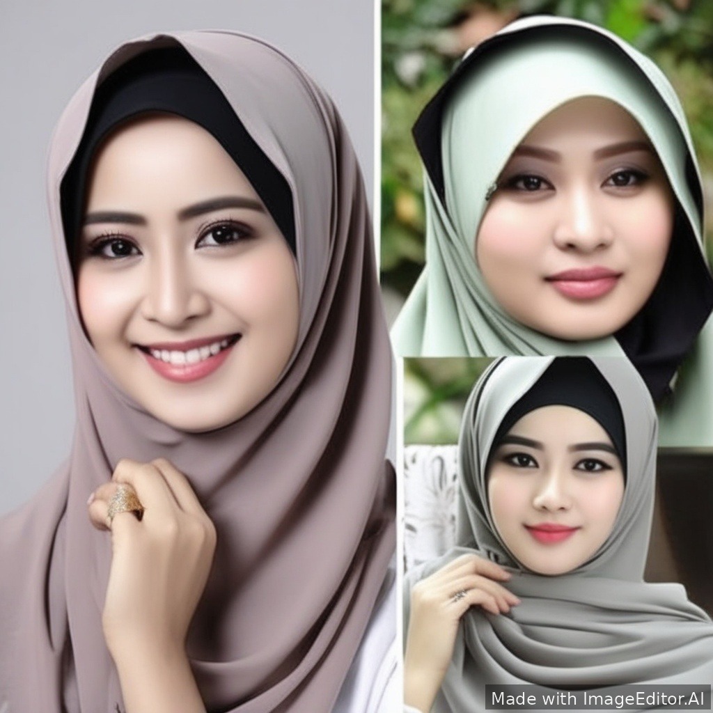 seorang wanita menggunakan hijab sedang colmek dikamar